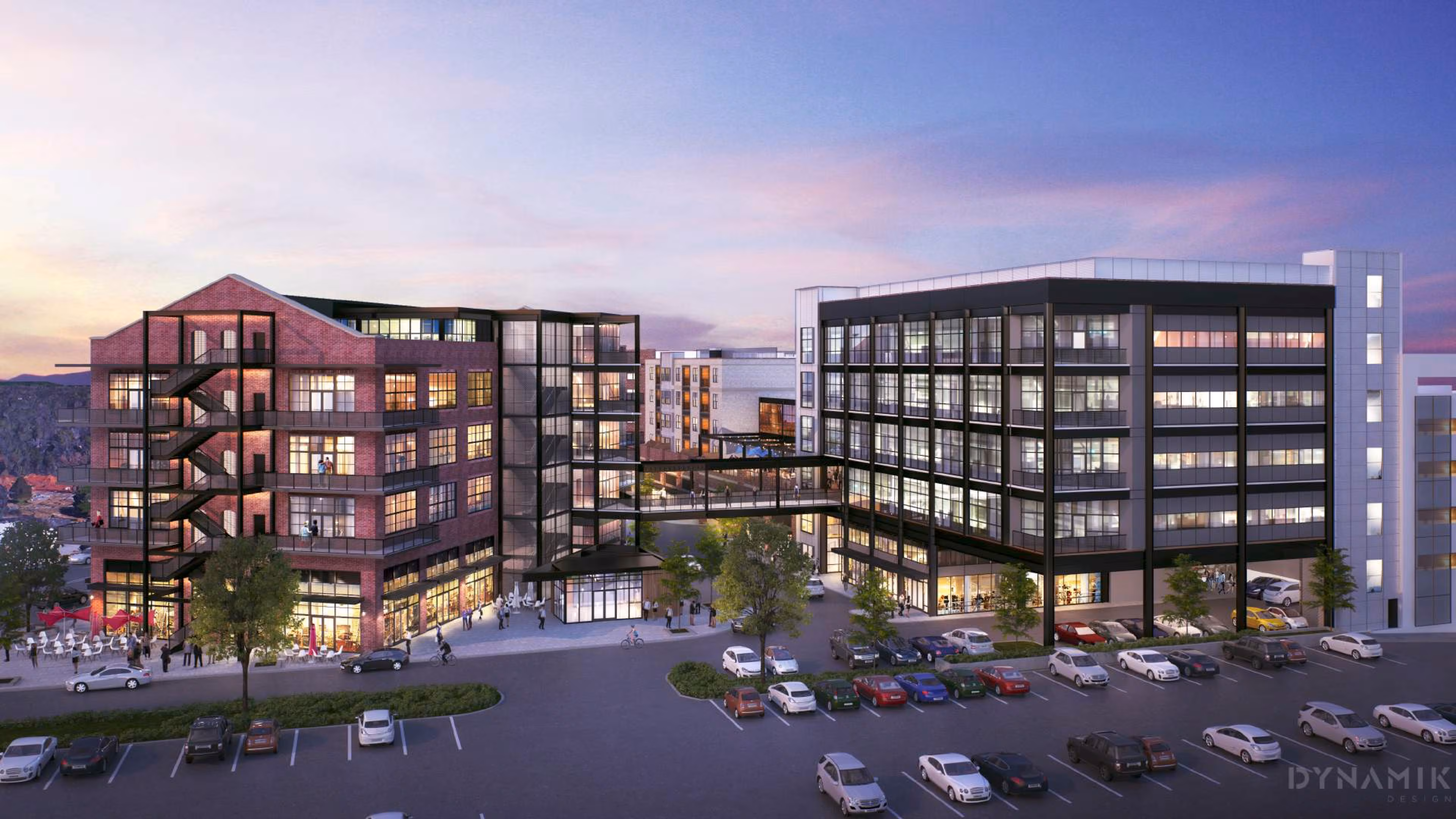 A mixed-use development with retail and residential uses.